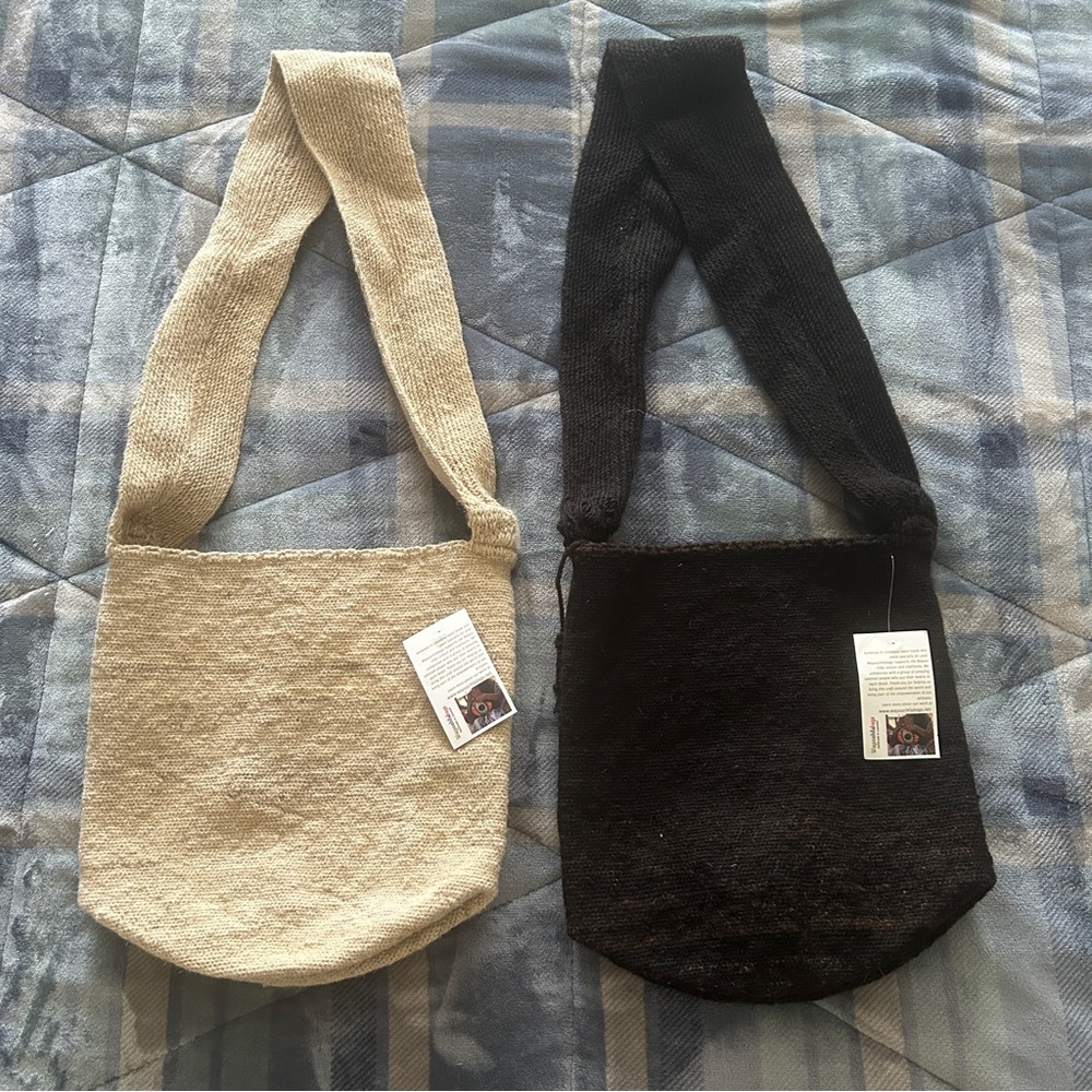 Arhuaca - Colombian Handmade Wool Bag Unisex Beige or Brown Virgin Wool Bag